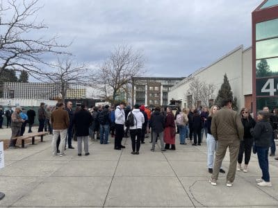 Various groups of people reunited for an unsanctioned event at the Thompson Rivers University campus following residential school denialism