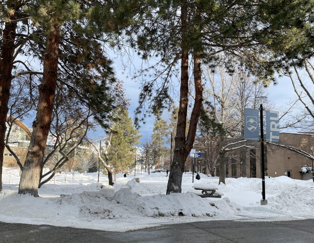 The campus of Thompson Rivers University during the winter. TRU will be home to one of the AI centres.