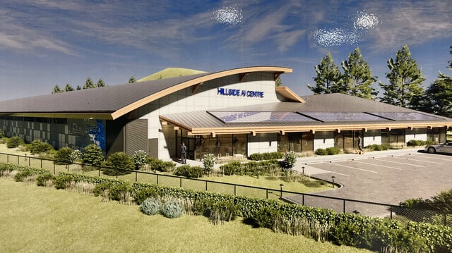 This AI centre will be built at the TRU campus. It shows a building.